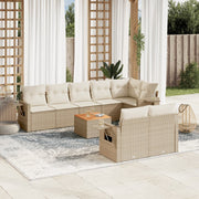Loungeset 9-delig poly rattan beige