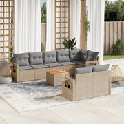 Loungeset 9-delig poly rattan beige