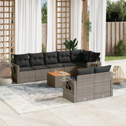 Loungeset poly rattan grijs 9-delig
