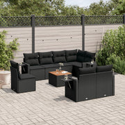 Loungeset 9-delig poly rattan zwart