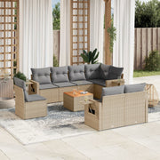 Loungeset 9-delig poly rattan beige