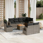 Loungeset 9-delig poly rattan grijs