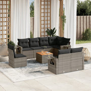 Loungeset 9-delig poly rattan grijs
