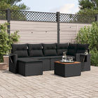 7-piece lounge set with cushions poly rattan black