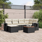 7-piece lounge set with cushions poly rattan black