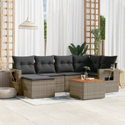 Loungeset 7-delig poly rattan grijs