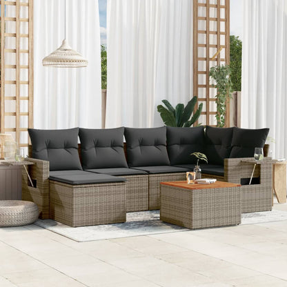 7-Delige Loungeset Met Kussens Poly Rattan Grijs