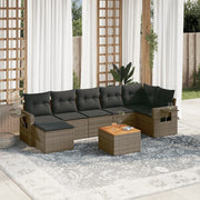 Loungeset 8-delig poly rattan grijs