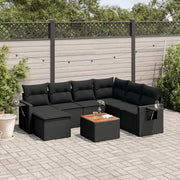 8-piece Lounge Set with Cushions Polyrattan Black