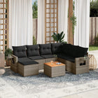 Loungeset 8-delig poly rattan grijs