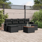 7-piece lounge set with cushions poly rattan black