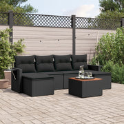 Loungeset 7-delig poly rattan zwart