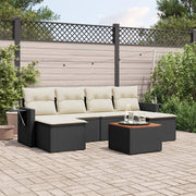 Loungeset 7-delig poly rattan zwart