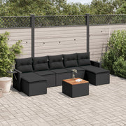 Loungeset 8-delig poly rattan zwart