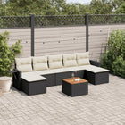 8-piece Lounge Set with Cushions Polyrattan Black