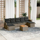 Loungeset 8-delig poly rattan grijs