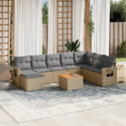 9-piece Loungeset with cushions poly rattan beige