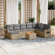 Loungeset 9-delig poly rattan beige