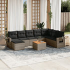 9-piece Loungeset with cushions poly rattan grey
