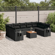 Loungeset 10-delig poly rattan zwart