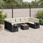 Loungeset 10-delig poly rattan zwart