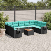 Tuinset 10-delig polyrotan zwart acaciahout