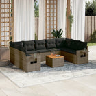 10-piece Lounge Set with Cushions Poly Rattan Grey