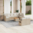 10-piece Lounge Set with Cushions Poly Rattan Beige