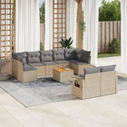 Loungeset 10-delig poly rattan beige