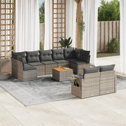 Loungeset 10-delig poly rattan grijs