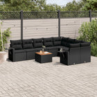 10-piece Loungeset with Cushions Poly Rattan Black
