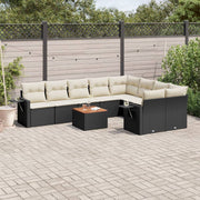 Loungeset 10-delig poly rattan zwart