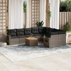 10-piece Lounge Set with Cushions Poly Rattan Grey