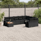 Loungeset 10-delig poly rattan zwart
