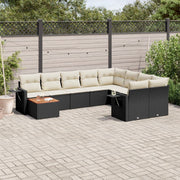 Loungeset 10-delig poly rattan zwart