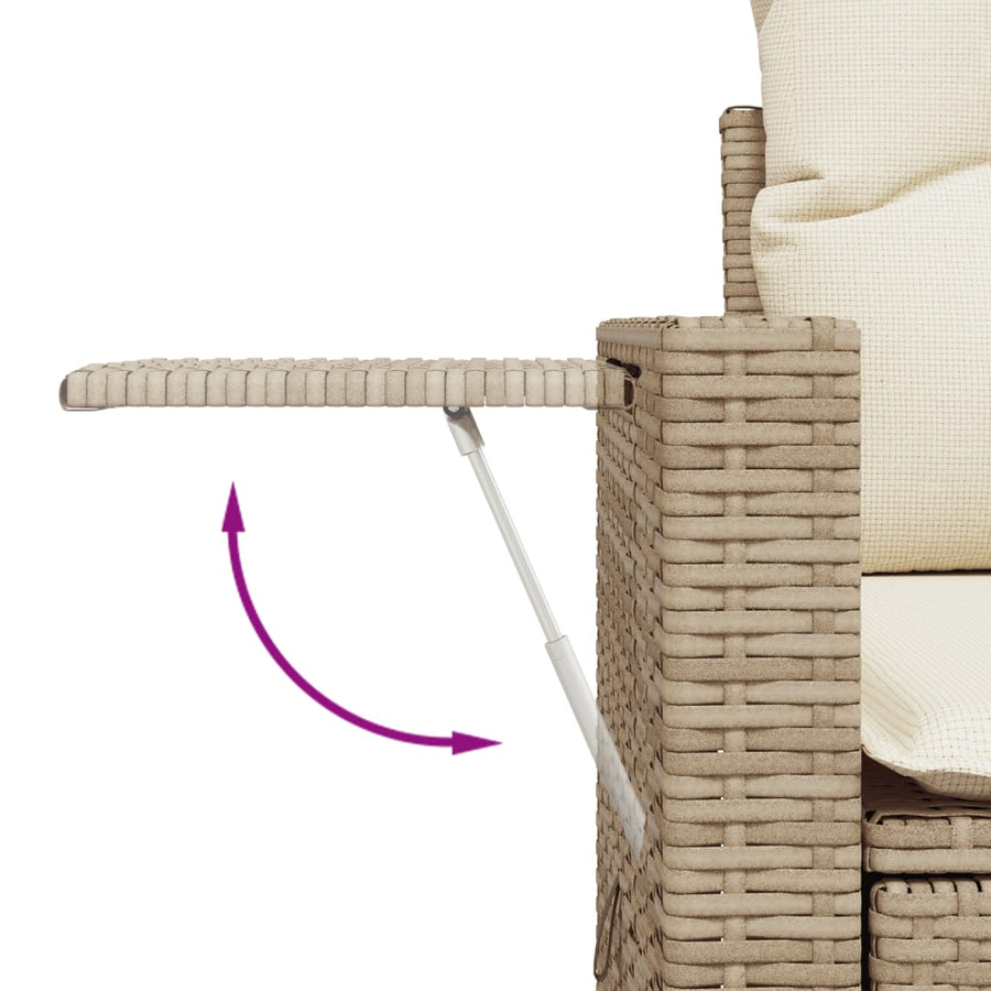10-Delige Loungeset Met Kussens Poly Rattan Beige
