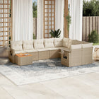 10-piece Lounge Set with Cushions Poly Rattan Beige