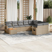 Loungeset 10-delig poly rattan beige