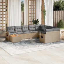 10-Delige Loungeset Met Kussens Poly Rattan Beige
