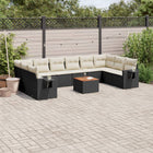 11-piece Loungeset with cushions poly rattan black