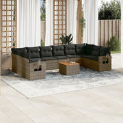 Loungeset 11-delig poly rattan grijs