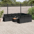 11-piece Loungeset with cushions poly rattan black