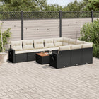 11-piece Loungeset with cushions poly rattan black