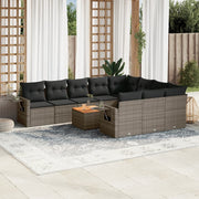 Loungeset 11-delig poly rattan grijs