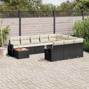 Loungeset 11-delig poly rattan zwart