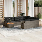11-piece Lounge Set with cushions poly rattan grey