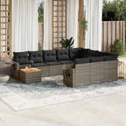 Loungeset poly rattan grijs 11-delig