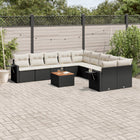 11-piece Loungeset with cushions poly rattan black