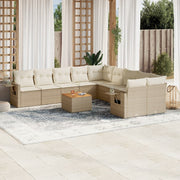 Tuinset 11-delig poly rattan beige met kussens
