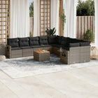 11-piece Lounge Set with cushions poly rattan grey